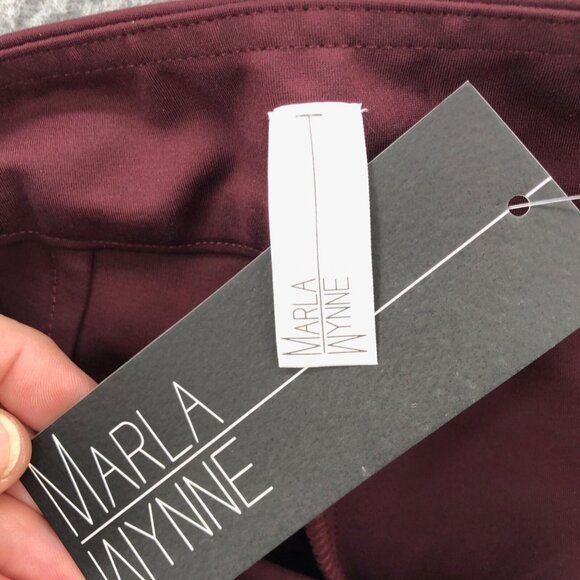 MarlaWynne Pants Women 2 Red Ponte Stretch Slim Leg Pull On Everyday Casual NWT - Picture 5 of 13